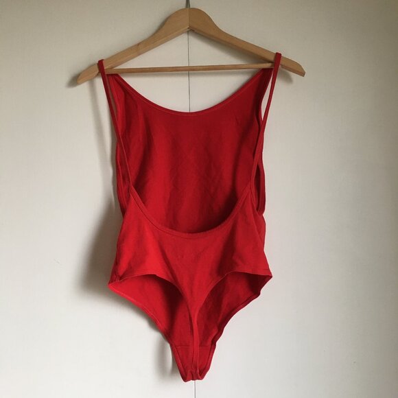 Aritzia TNA Red Cozumel Cotton Open Back Thong Bodysuit - Picture 2 of 11